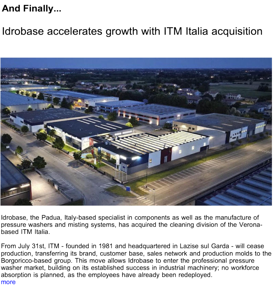 Advert: https://www.thecleanzine.com/pages/24346/idrobase_accelerates_growth_with_itm_italia_acquisition/