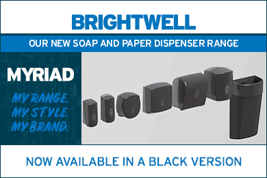 Advert: https://www.brightwell.co.uk/news/black-myriad-soap-and-paper-dispensers